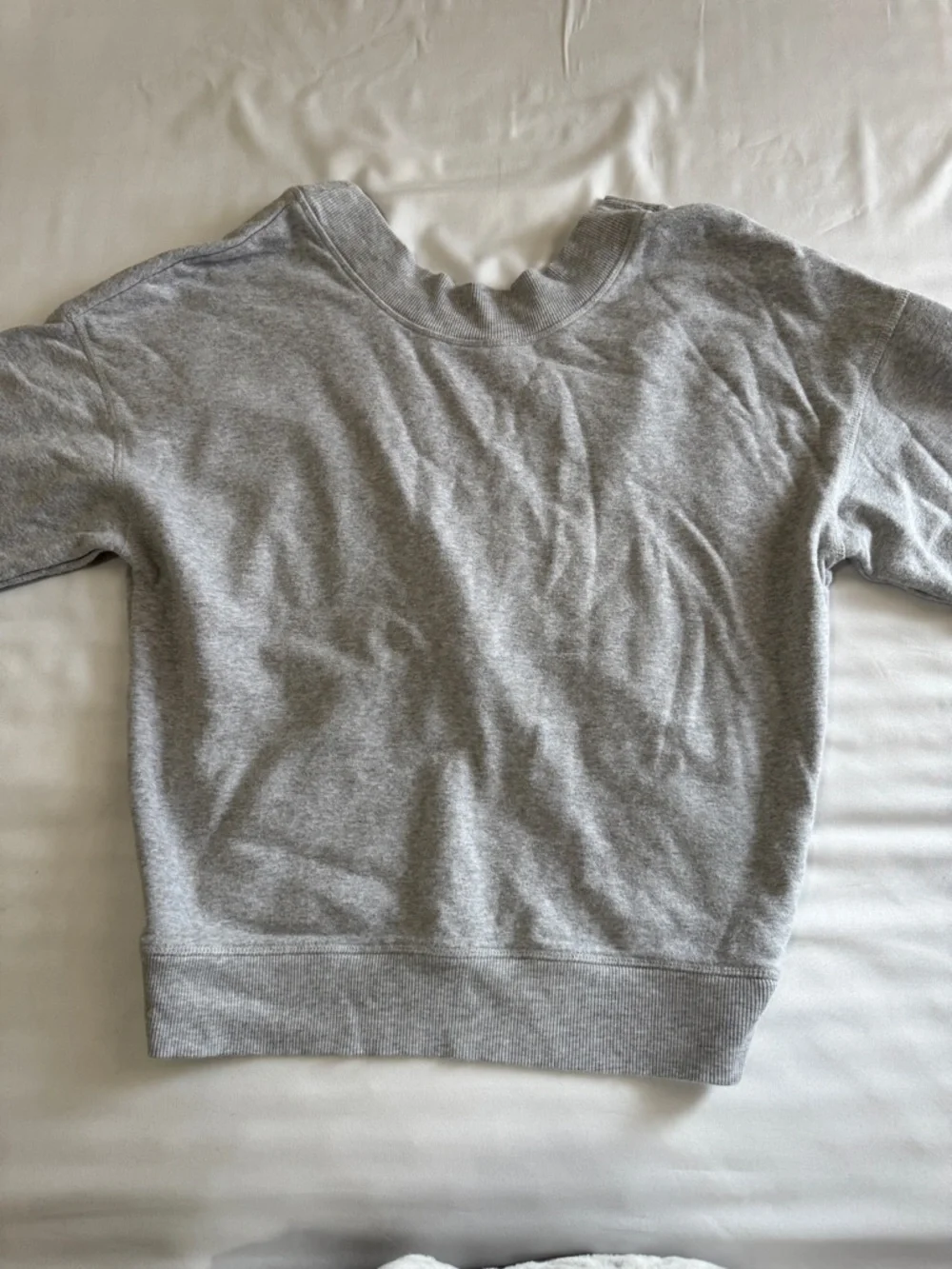 aerie Light Gray Knot Front Pullover Cozy Fleece Sweatshirt - Picture 3 of 6